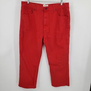 Beyond The Limit Mens Red Straight Leg Denim Jeans W42 L32 100% Cotton Solid